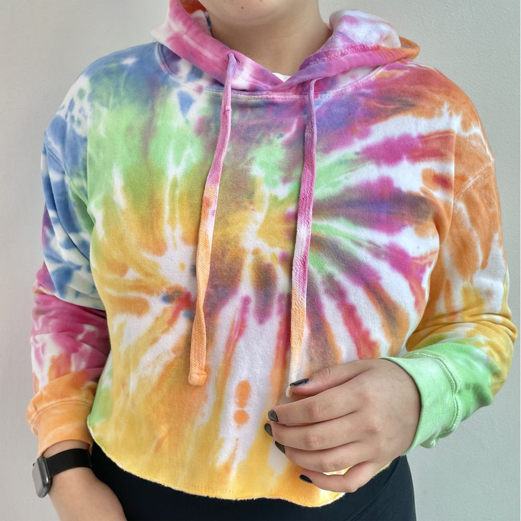Tie Dye Crop Hoodie, Pullover,  XS, S,  M, L,  Cotton, Unisex, Multiple Colors