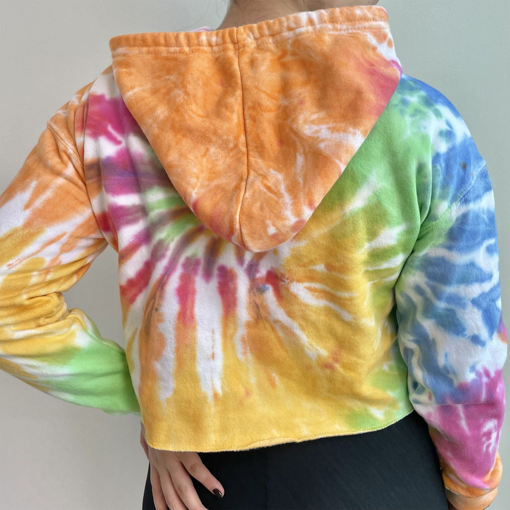 Tie Dye Crop Hoodie, Pullover,  XS, S,  M, L,  Cotton, Unisex, Multiple Colors
