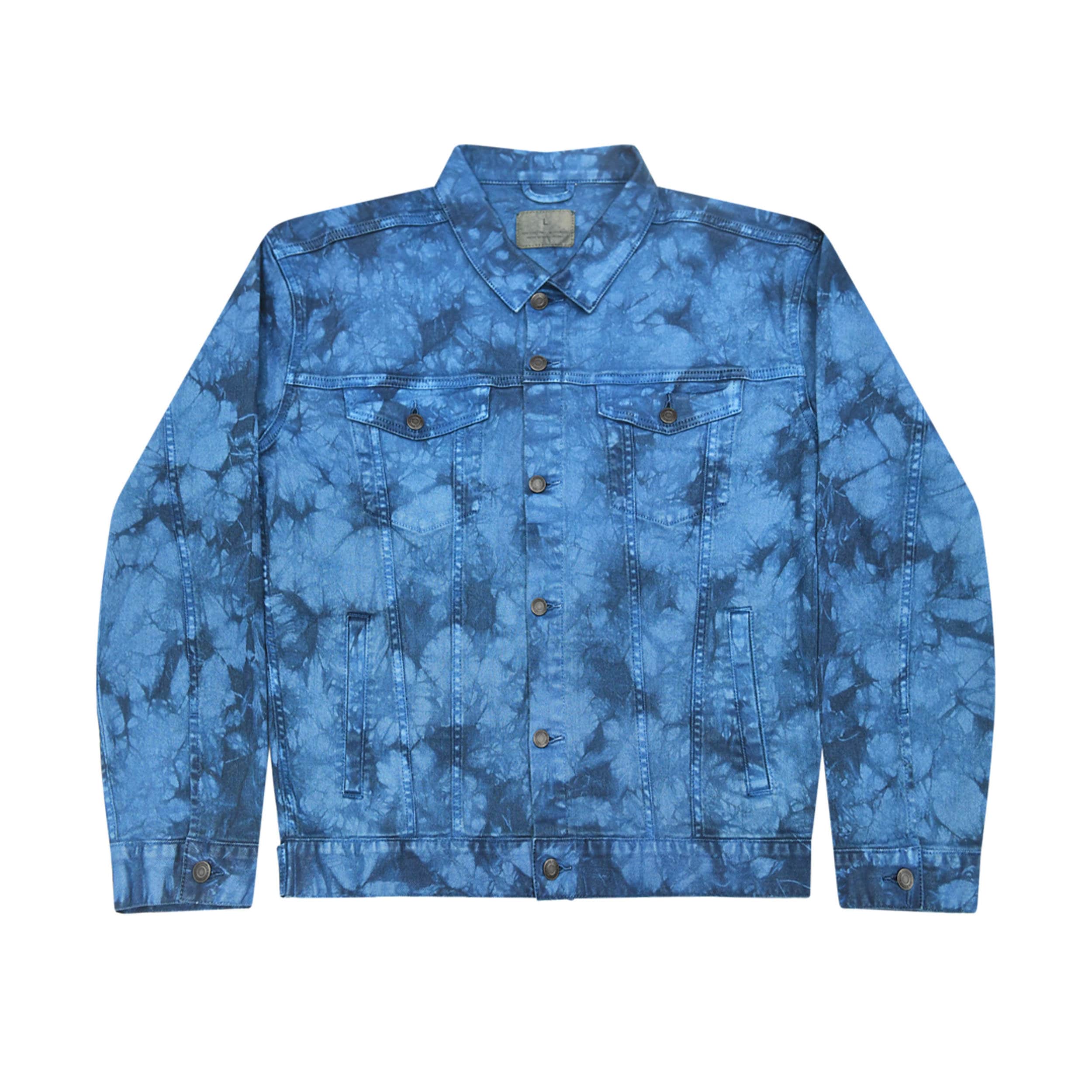 Tie Dye Denim Jacket/Unisex/Handmade/Chest pockets with button flap closure