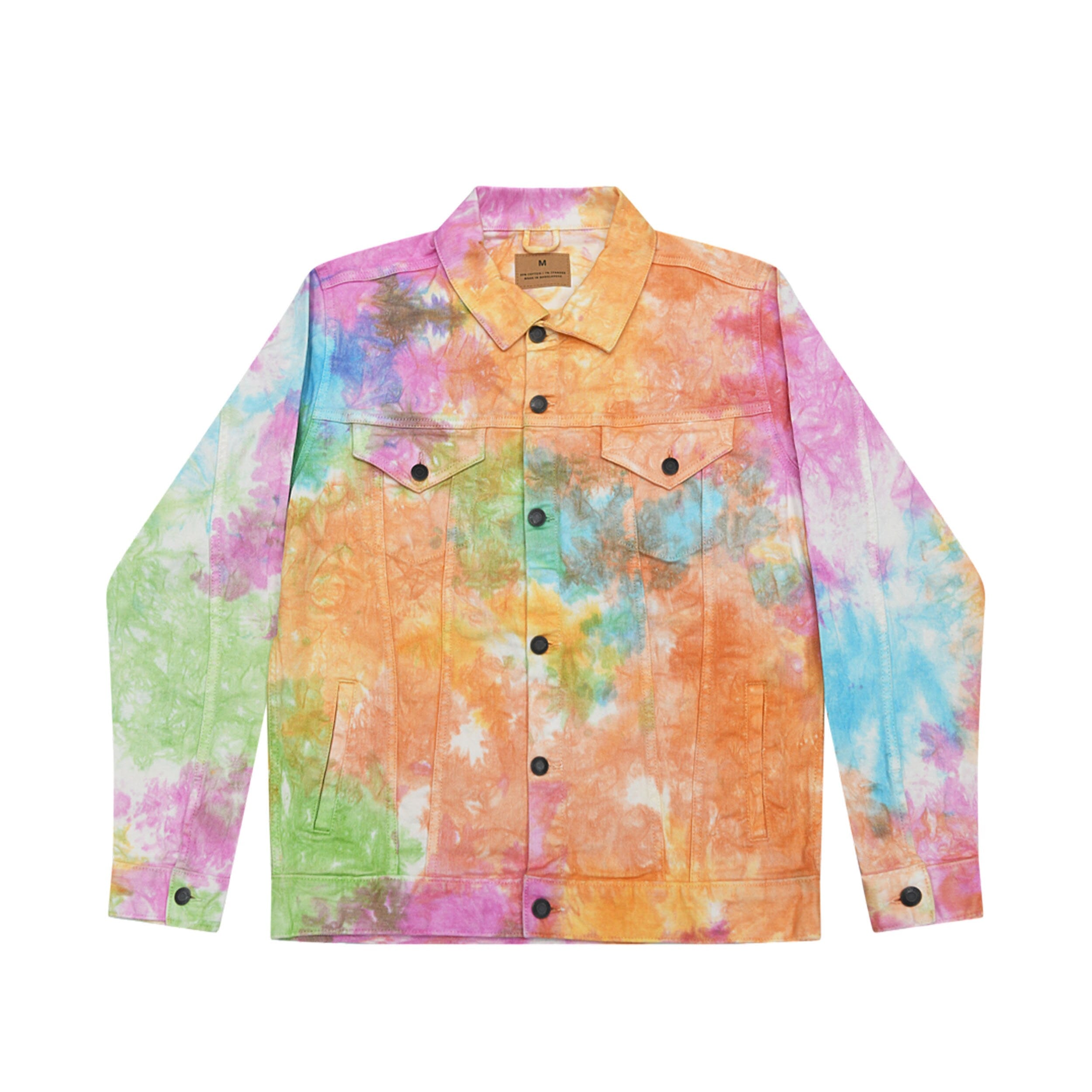 Tie Dye Denim Jacket/Unisex/Handmade/Chest pockets with button flap closure