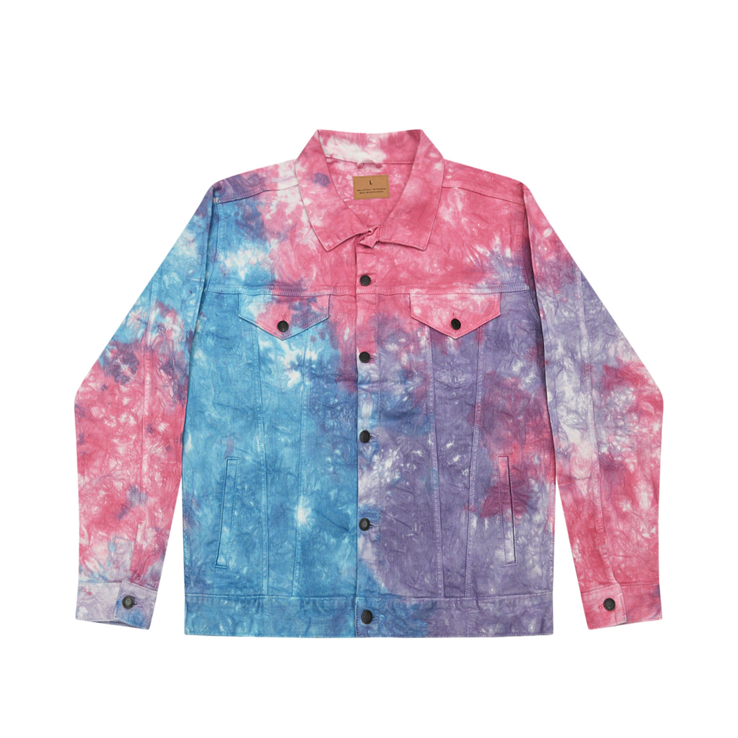 Tie Dye Denim Jacket/Unisex/Handmade/Chest pockets with button flap closure