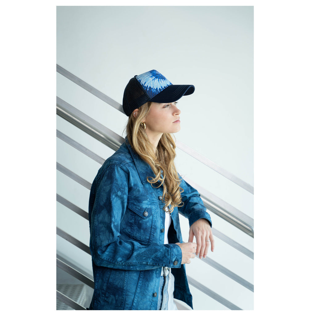Tie Dye Denim Jacket/Unisex/Handmade/Chest pockets with button flap closure