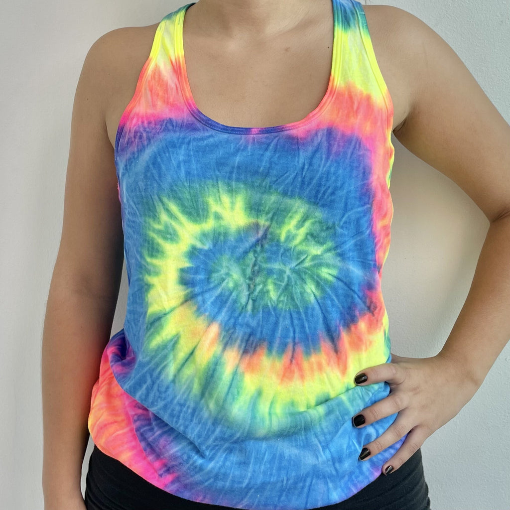 Tie Dye Hip-Length Racerback Tank Top, Ladies, XS, S, M, L, XL, 2XL