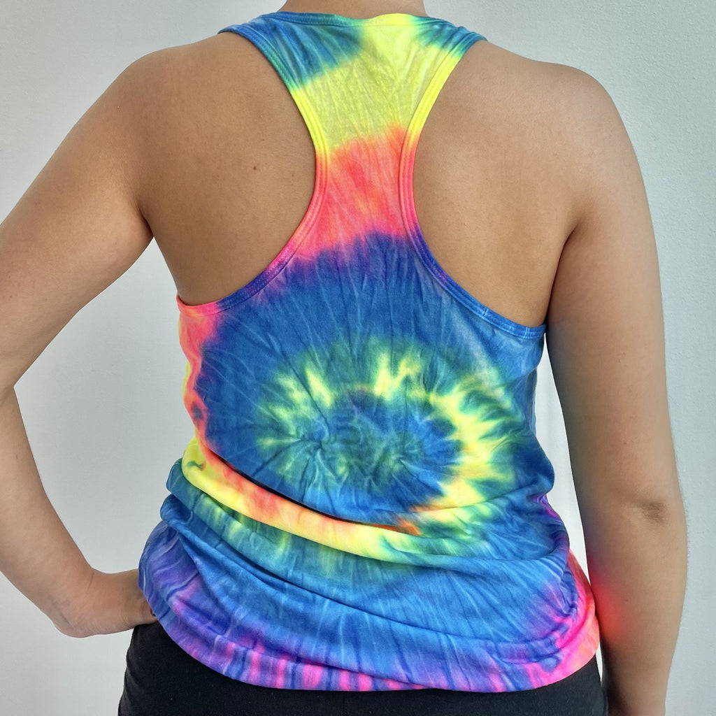 Tie Dye Hip-Length Racerback Tank Top, Ladies, XS, S, M, L, XL, 2XL