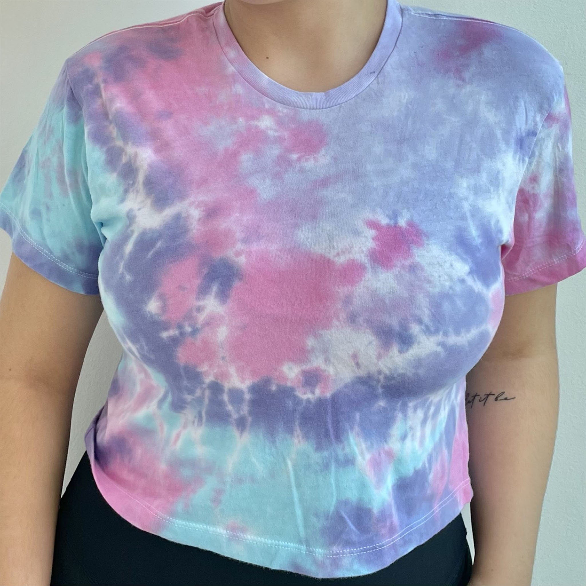 Tie Dye Ladies Crop Tee, XS, S, M, L, XL, Cotton