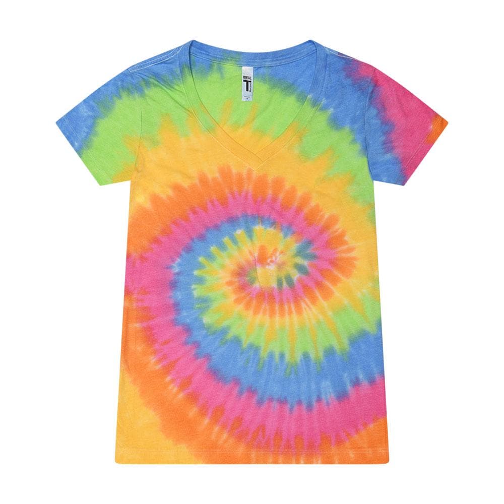 Tie Dye Lady V-Neck T-Shirt,  Multiple Colors, Adult  Sizes, Cotton, Women