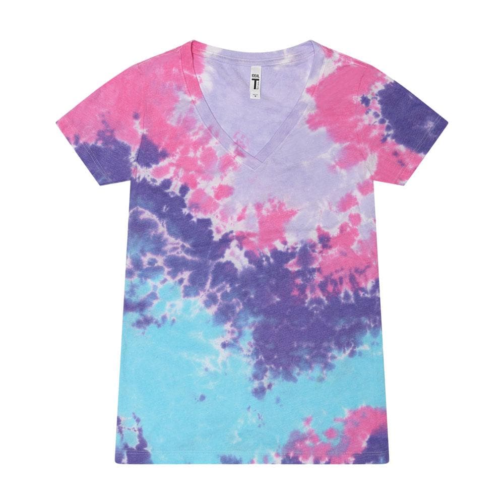 Tie Dye Lady V-Neck T-Shirt,  Multiple Colors, Adult  Sizes, Cotton, Women