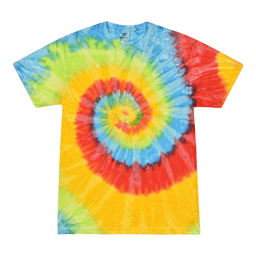 Tie Dye T-Shirt Unisex, Adult & Kids Sizes, Color Yellow