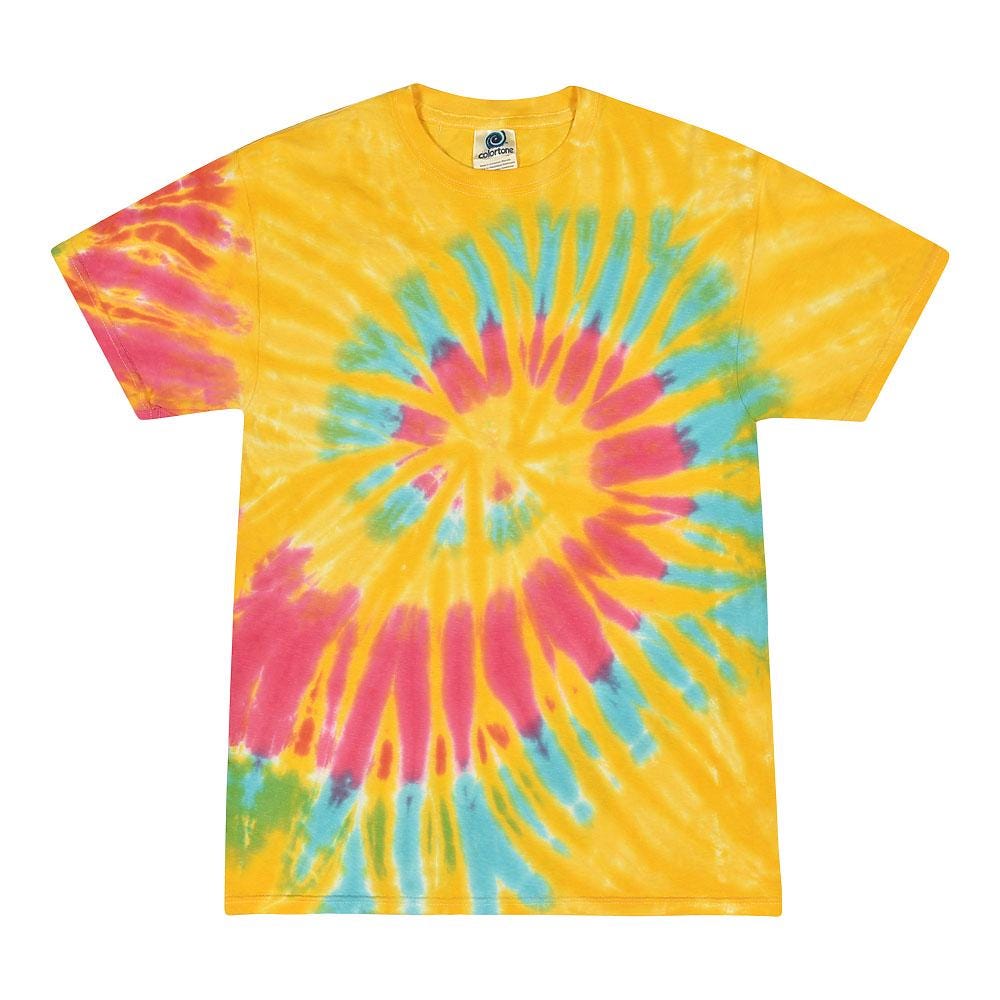 Tie Dye T-Shirt Unisex, Adult & Kids Sizes, Color Yellow