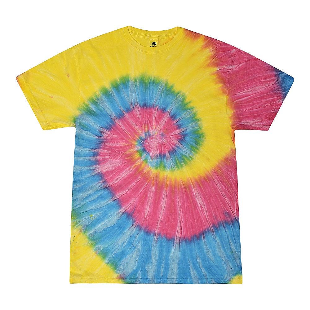 Tie Dye T-Shirt Unisex, Adult & Kids Sizes, Color Yellow