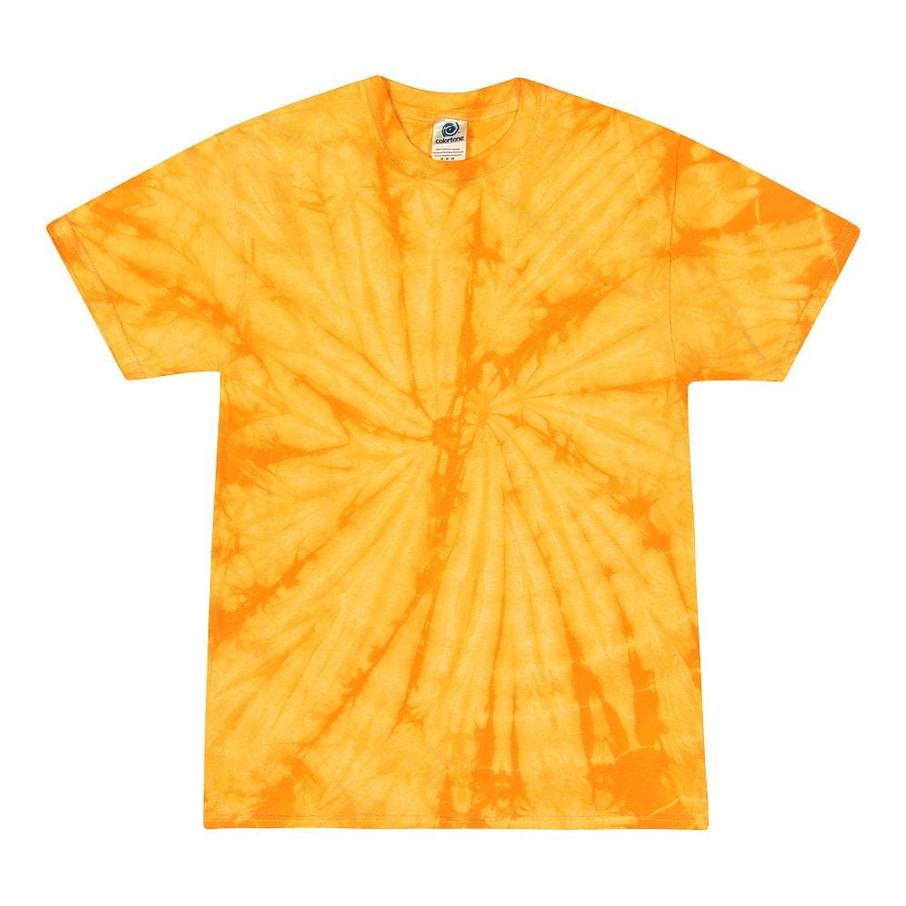 Tie Dye T-Shirt Unisex, Adult & Kids Sizes, Color Yellow