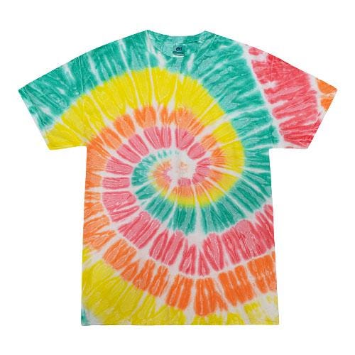 Tie Dye T-Shirt Unisex, Adult & Kids Sizes, Color Yellow