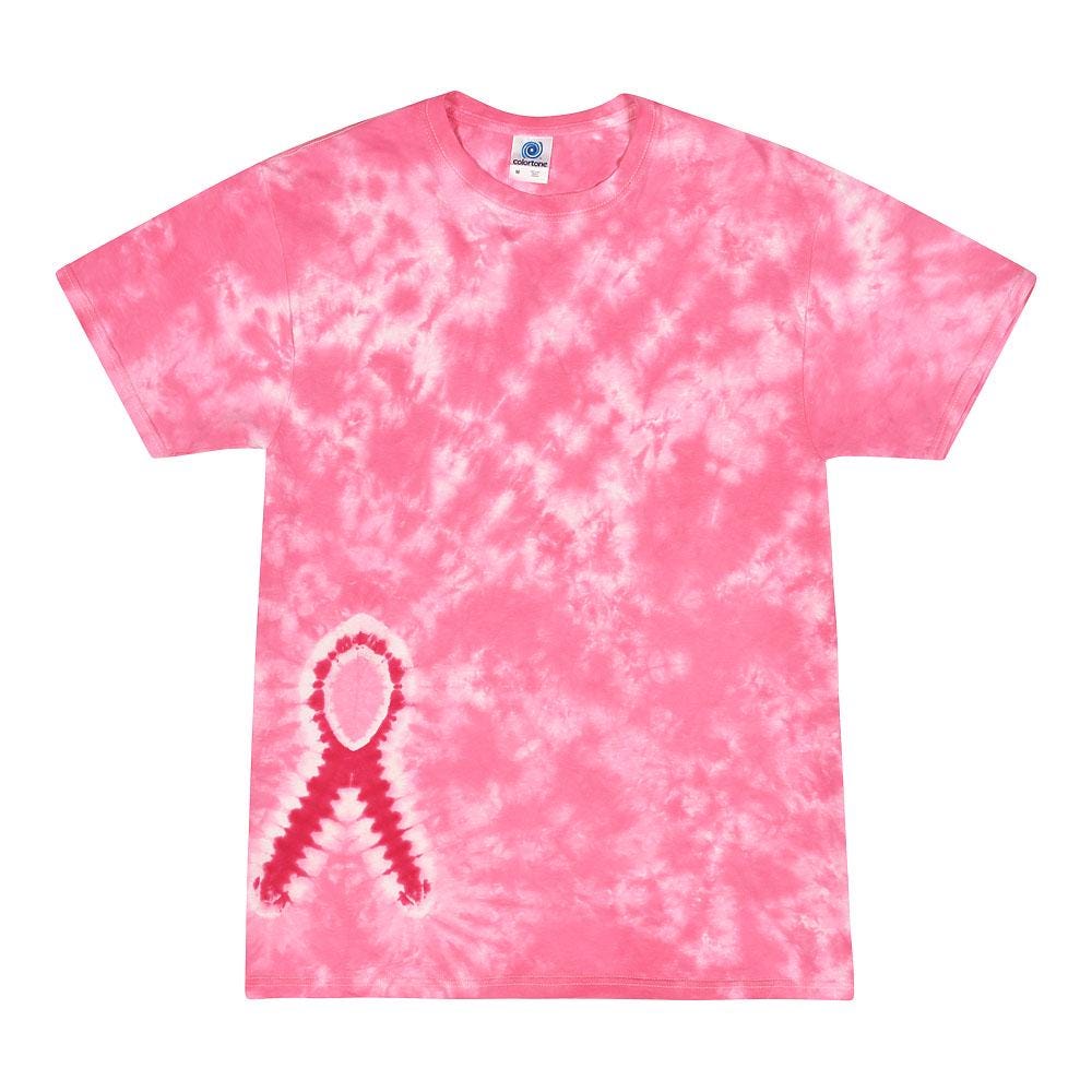 Tie-Dye Tee, Shapes,  T-Shirt Unisex, Adult and Kids Sizes, Pink Ribbon, Heart, Awareness