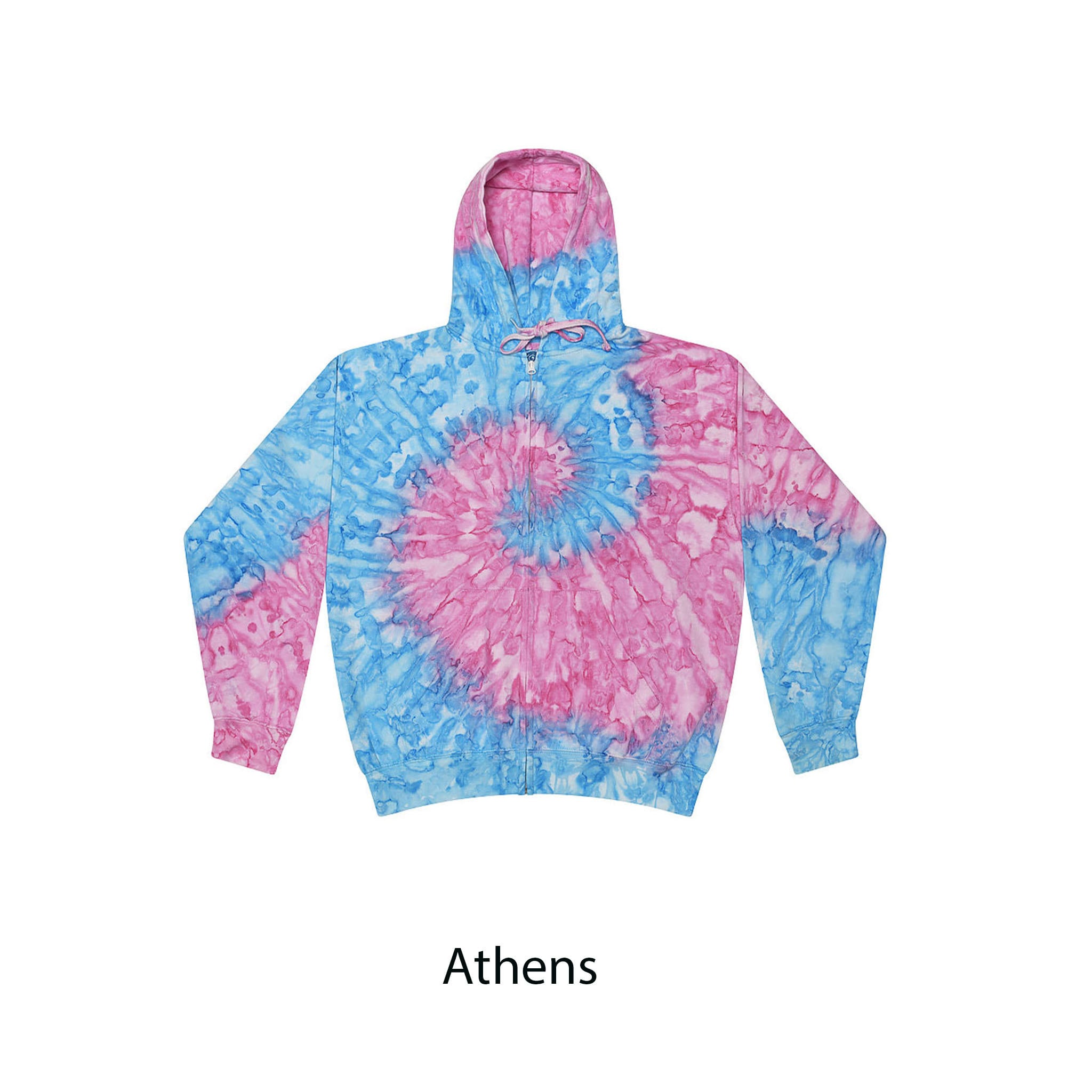 Tie Dye Zip Hoodie  XS, S, M, L, XL, 2X, 3X Cotton 80%, Poly Fleece 20,  Unisex