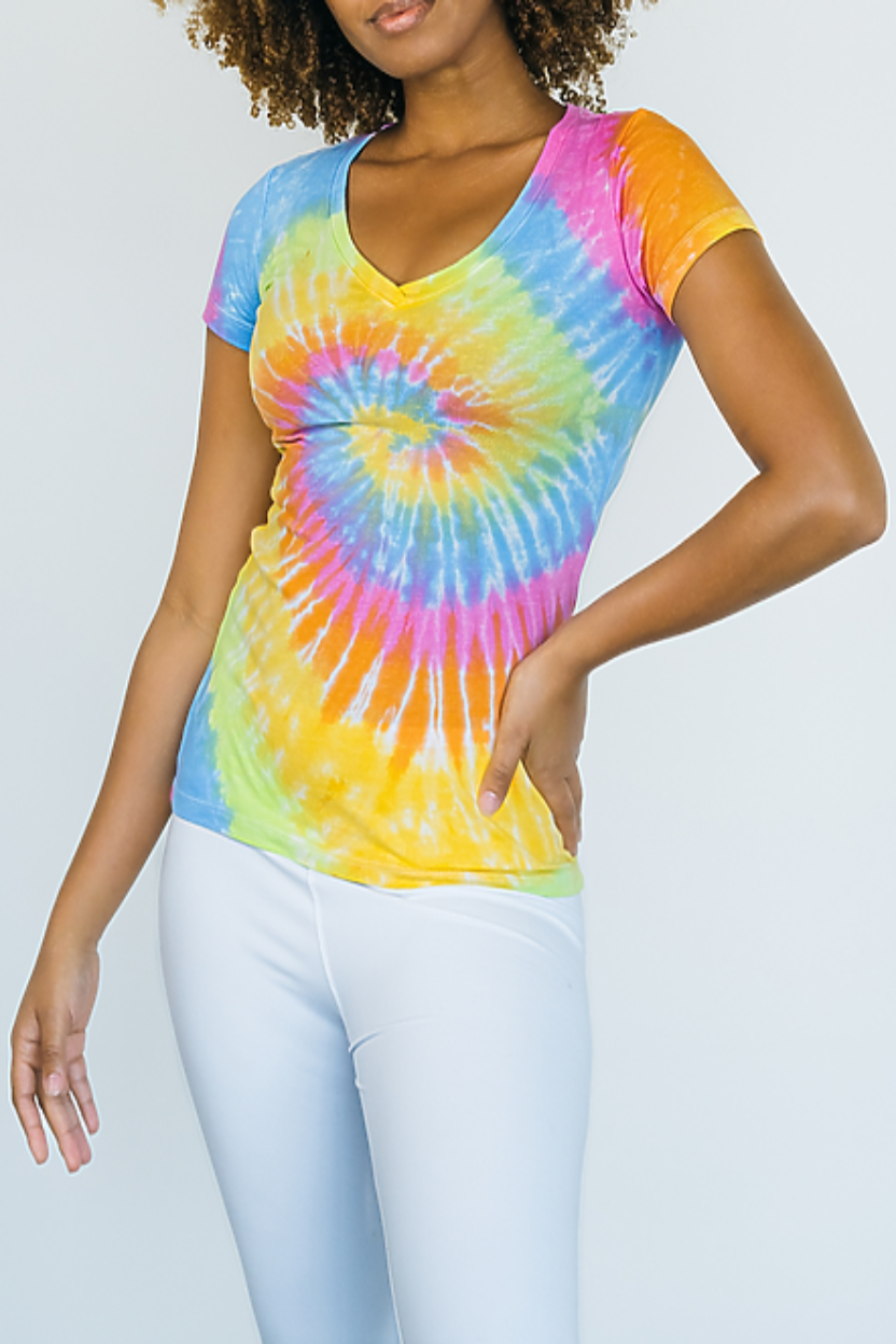 Colortone Women's Tie-Dye V-Neck T-Shirts