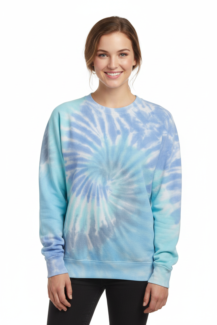 Woman wearing Lagoon crewneck