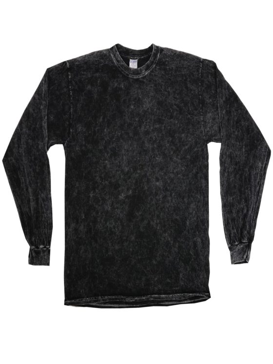 Black Vintage Mineral Wash Long Sleeve Shirts Zandy's Bargains