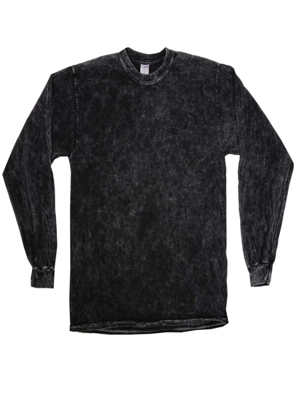 Black Vintage Mineral Wash Long Sleeve Shirts